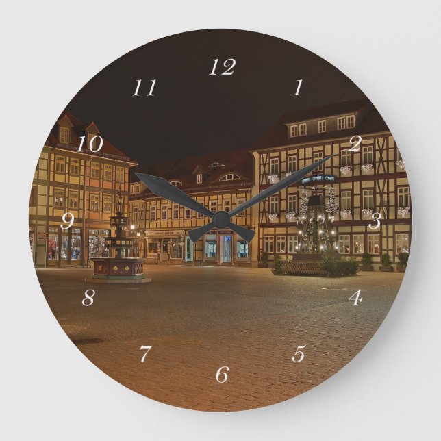 Reloj Redondo Grande Runde Wanduhr Marktplatz Wernigerode bei Nacht (Anverso)
