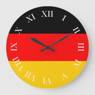 Reloj Redondo Grande Runde Wanduhr römische Ziffern Deutschland Fahne