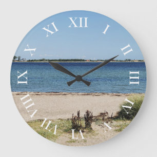 Reloj Redondo Grande Runde Wanduhr römische Ziffern Strand und Meer