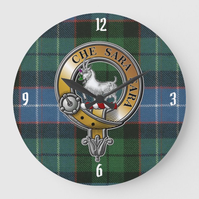 Reloj Redondo Grande Russell Tartan & Badge (Anverso)