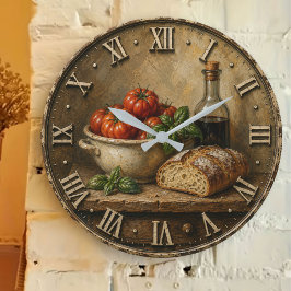 Reloj Redondo Grande Rustic Artisan Bread & Heirloom Tomatoes Farmhouse
