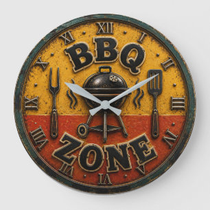 Reloj Redondo Grande Rustic Barbecue Outdoor Kitchen & Man Cave Gift