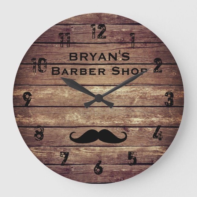 Reloj Redondo Grande Rustic Barber Shop Large Clock (Anverso)