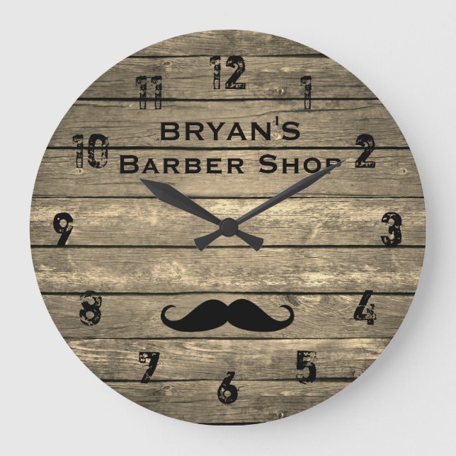 Reloj Redondo Grande Rustic Barber Shop Large Clock (Anverso)