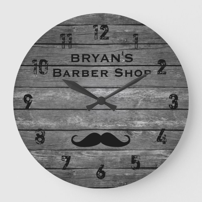 Reloj Redondo Grande Rustic Barber Shop Large Clock (Anverso)