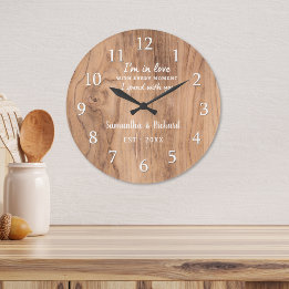 Reloj Redondo Grande Rustic Barn Wood Love Quote Wedding Anniversary
