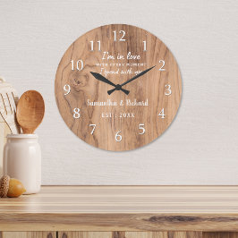 Reloj Redondo Grande Rustic Barn Wood Love Quote Wedding Anniversary