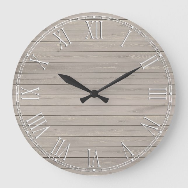 Reloj Redondo Grande Rustic Beautiful Wood Texture (Anverso)