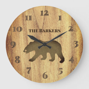 Reloj Redondo Grande Rustic Black Bear Lodge