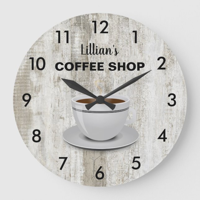 Reloj Redondo Grande Rustic But First Coffee Large Clock (Anverso)