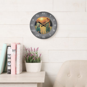 Reloj Redondo Grande Rustic chalkboard custom family photo