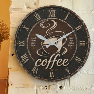 Reloj Redondo Grande Rustic Coffee Bar Decor Gift