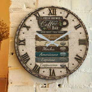 Reloj Redondo Grande Rustic Coffee Bar Kitchen Farmhouse Decor