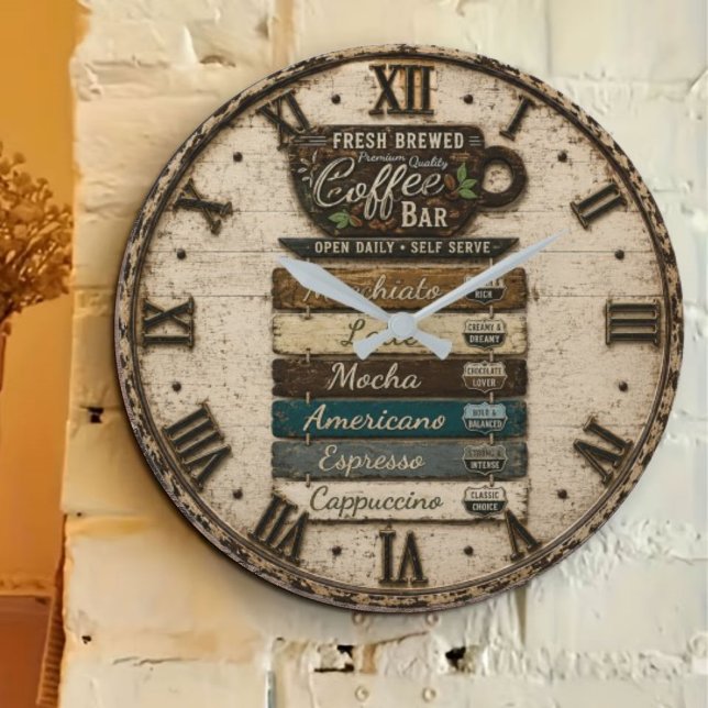 Reloj Redondo Grande Rustic Coffee Bar Kitchen Farmhouse  Decor  (Subido por el creador)