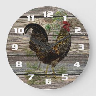 Reloj Redondo Grande Rustic Country Rooster Kitchen