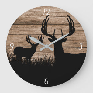 Reloj Redondo Grande Rustic Deer Antlers Buck Hunting
