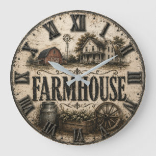 Reloj Redondo Grande Rustic Farmhouse Country Barn Vintage Farmhouse