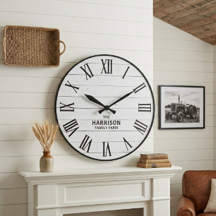 Reloj Redondo Grande Rustic Farmhouse Roman Numeral Wall Clock