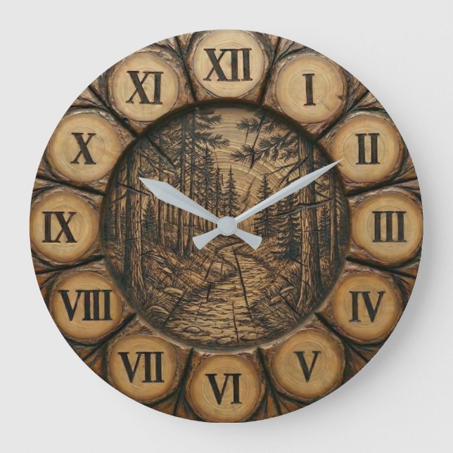 Reloj Redondo Grande Rustic Forest Path Wall Clock  (Anverso)