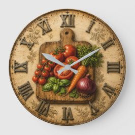 Reloj Redondo Grande Rustic Garden Harvest Vegetable Farmhouse Kitchen