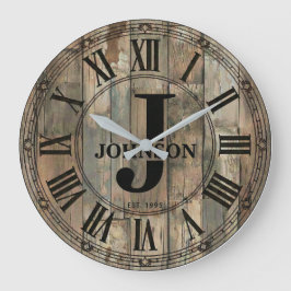 Reloj Redondo Grande Rustic Johnson Family Clock | Farmhouse Decor 