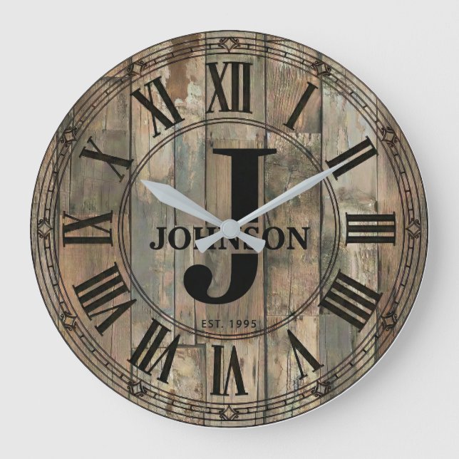 Reloj Redondo Grande Rustic Johnson Family Clock | Farmhouse Decor  (Anverso)