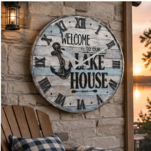Reloj Redondo Grande Rustic Lake House Anchor Nautical Coastal 