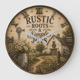Reloj Redondo Grande Rustic Roots & Simple Joys Vintage Farmhouse Barn