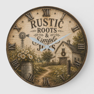 Reloj Redondo Grande Rustic Roots & Simple Joys Vintage Farmhouse Barn