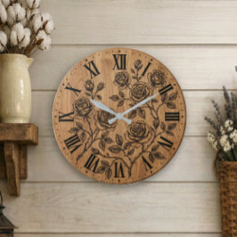 Reloj Redondo Grande Rustic Rose Garden Wall Clock