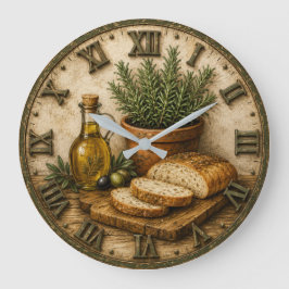 Reloj Redondo Grande Rustic Rosemary Bread & Olive Oil Farmhouse 