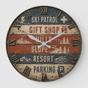 Reloj Redondo Grande Rustic Ski Patrol Resort Vintage Mountain Lodge
