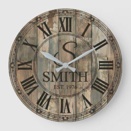 Reloj Redondo Grande Rustic Smith Family wall Clock | Farmhouse Decor 