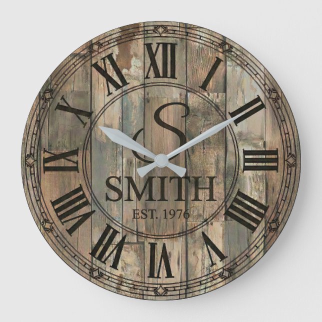 Reloj Redondo Grande Rustic Smith Family wall Clock | Farmhouse Decor  (Anverso)