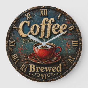 Reloj Redondo Grande Rustic Vintage Coffee