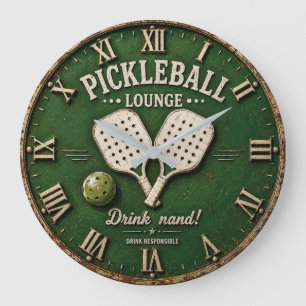 Reloj Redondo Grande Rustic Vintage Pickleball Bar Decor