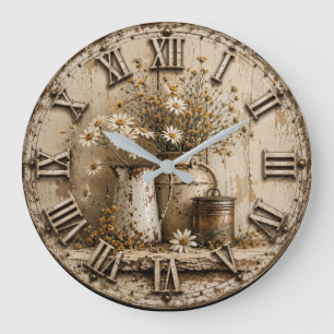 Reloj Redondo Grande Rustic Wildflower Farmhouse Vintage Milk Can