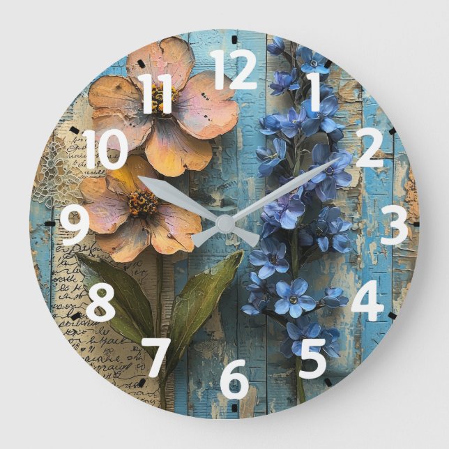 Reloj Redondo Grande Rustic Wood Acrylic Wall Clock (Anverso)