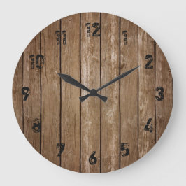 Reloj Redondo Grande Rustic Wood Look Planks Large Clock