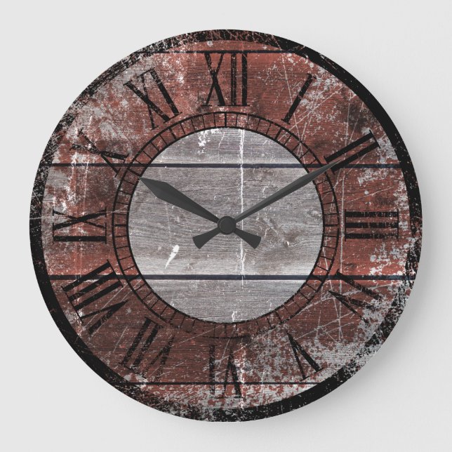 Reloj Redondo Grande Rustic Wood (Red) (Anverso)