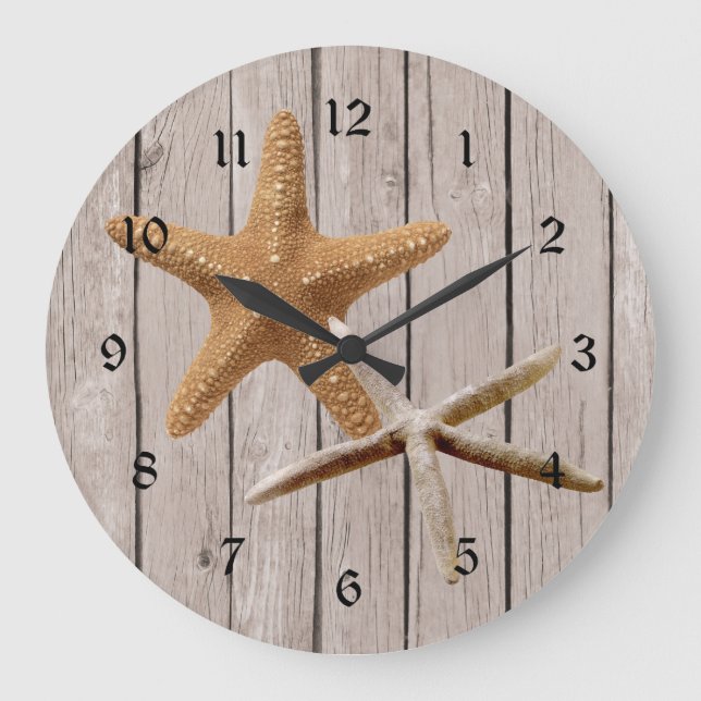 Reloj Redondo Grande Rustic Wood Starfish (Anverso)