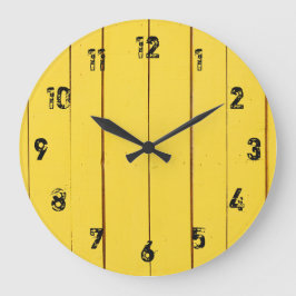 Reloj Redondo Grande Rustic Yellow Wood Planks Large Clock