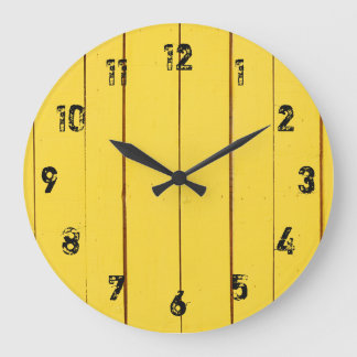 Reloj Redondo Grande Rustic Yellow Wood Planks Large Clock