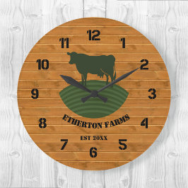 Reloj Redondo Grande Rústica Faux Wood Farm Stead Acrylon Clock