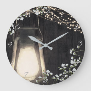 Reloj Redondo Grande Rústica luz de linterna y flor de aliento del bebé