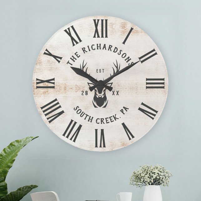 Reloj Redondo Grande Rústica Personalizado moderna Familia Nombre Farmh (Subido por el creador)