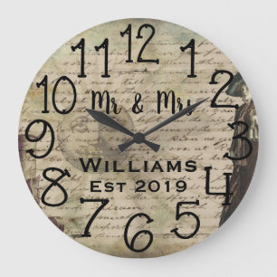 Reloj Redondo Grande Rústico Personalizado Antiguo Vintage Hecho a Medi