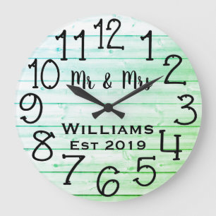 Reloj Redondo Grande Rústico Personalizado de madera gris alterada