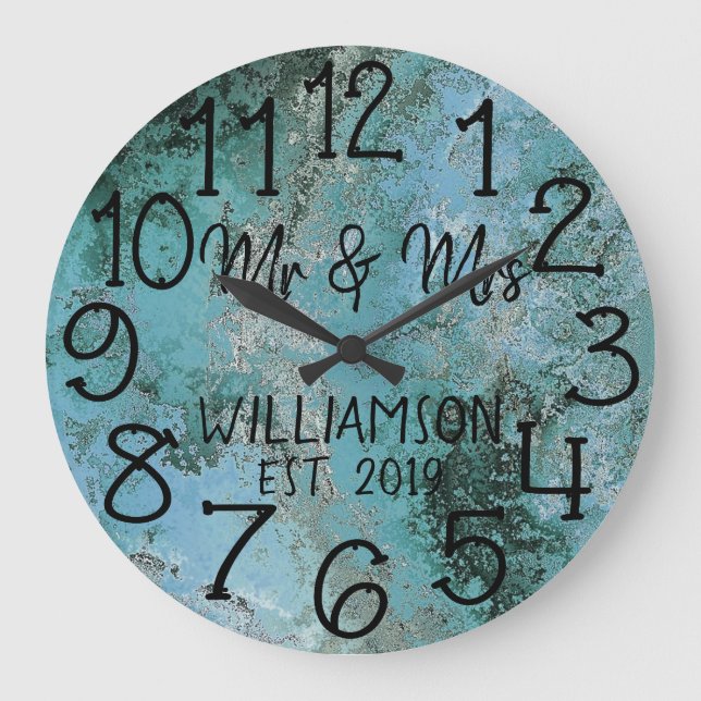 Reloj Redondo Grande Rústico Personalizado de óxido alterado y personal (Anverso)