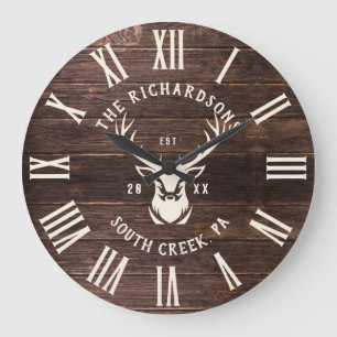 Reloj Redondo Grande Rústico Personalizado moderno Nombre de familia G